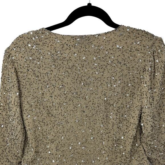 Chadwicks Sequin Beaded Wrap Top Womens SZ 4 Holiday Glam Party Evening Blouse - Picture 5 of 12